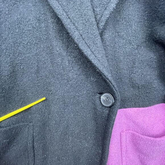 Peter Som Coat Womens 6 Black Pink Brown Colorblock Wool Rent The Runway - Picture 6 of 8